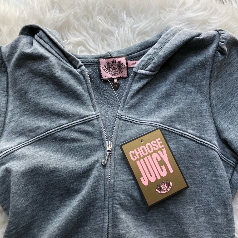 NWT Juicy couture grey marL hoodie W/ ruched back